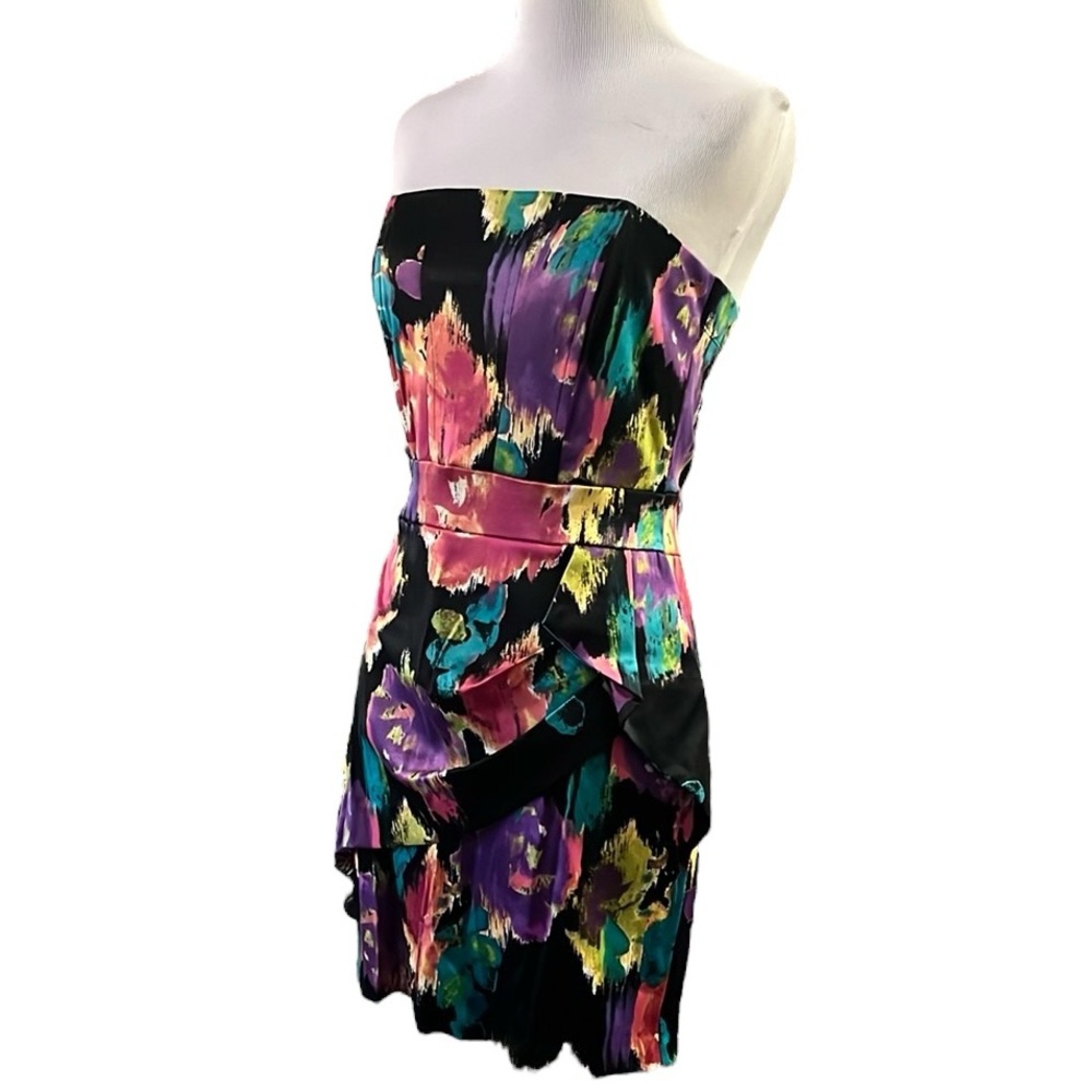 SPEECHLESS STRAPLESS FLORAL ABSTRACT PRINT DRESS MULTICOLORED SZ 7 NEW WITH TAGS